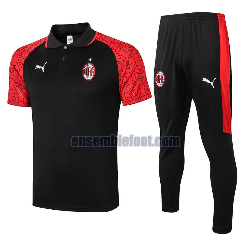 maillots de foot polo ac milan 2020-2021 noir rouge costume