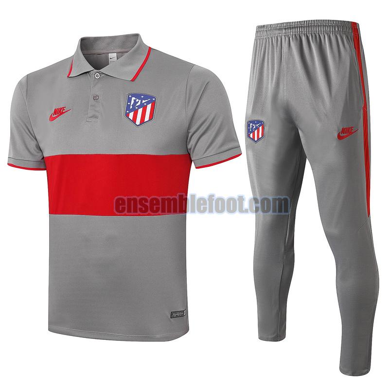 maillots de foot polo atletico madrid 2020-2021 gris rouge costume