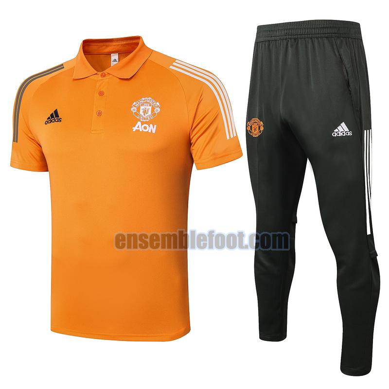 maillots de foot polo manchester united 2020-2021 orange costume