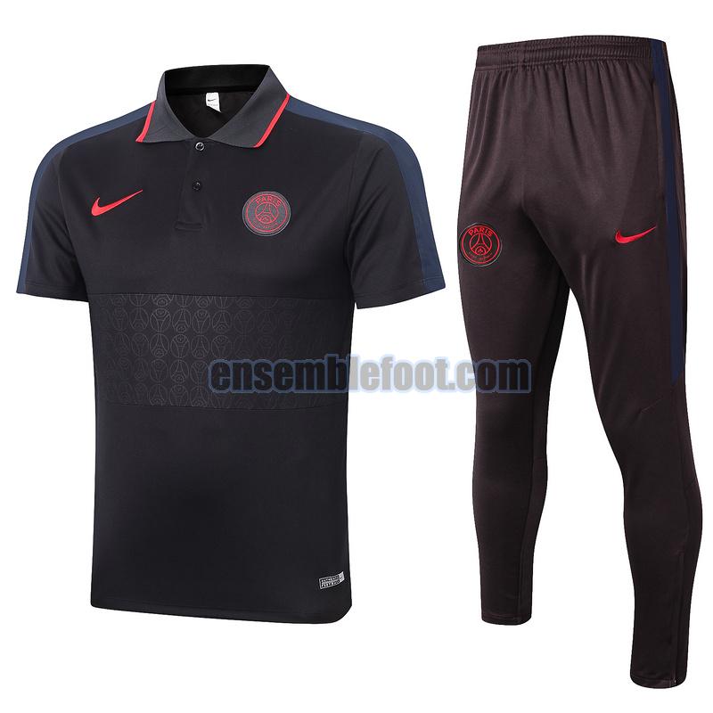 maillots de foot polo paris saint germain 2020-2021 gris-noir costume