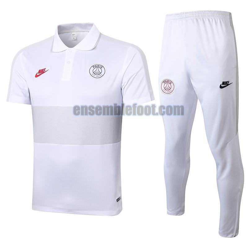 maillots de foot polo paris saint germain 2020-2021 gris blanc costume