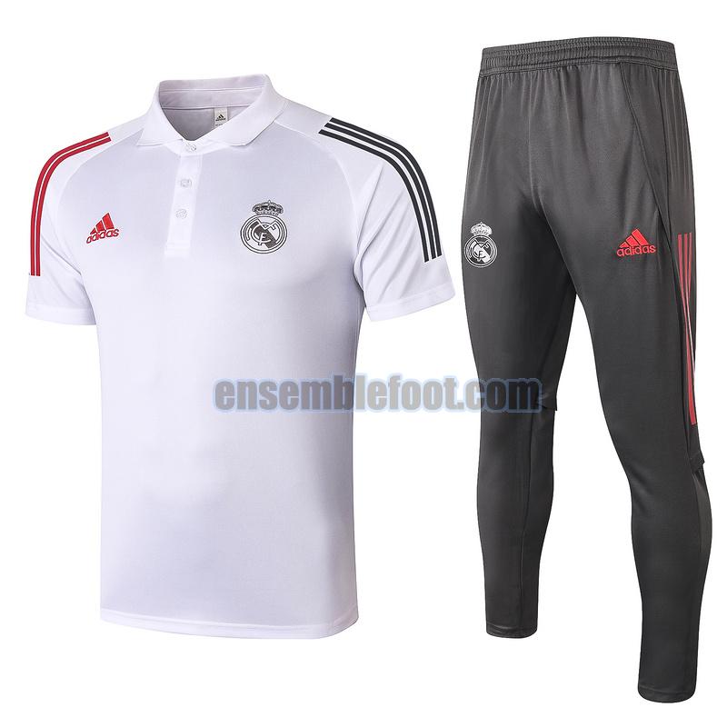 maillots de foot polo real madrid 2020-2021 blanc costume