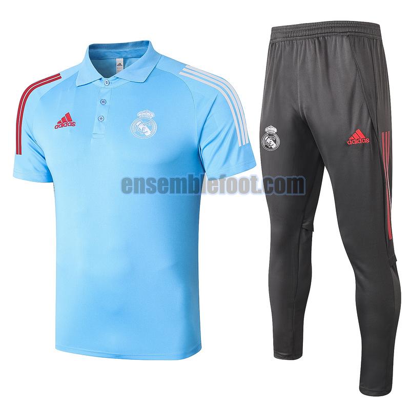 maillots de foot polo real madrid 2020-2021 bleu costume