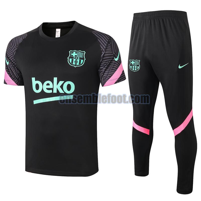 maillots de football à manches courtes barcelone 2020-2021 noir costume