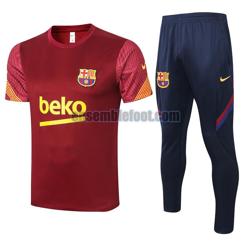 maillots de football à manches courtes barcelone 2020-2021 rouge costume