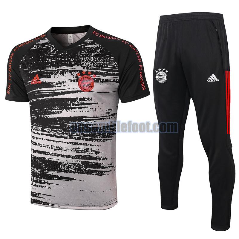maillots de football à manches courtes bayern munich 2020-2021 gris noir costume