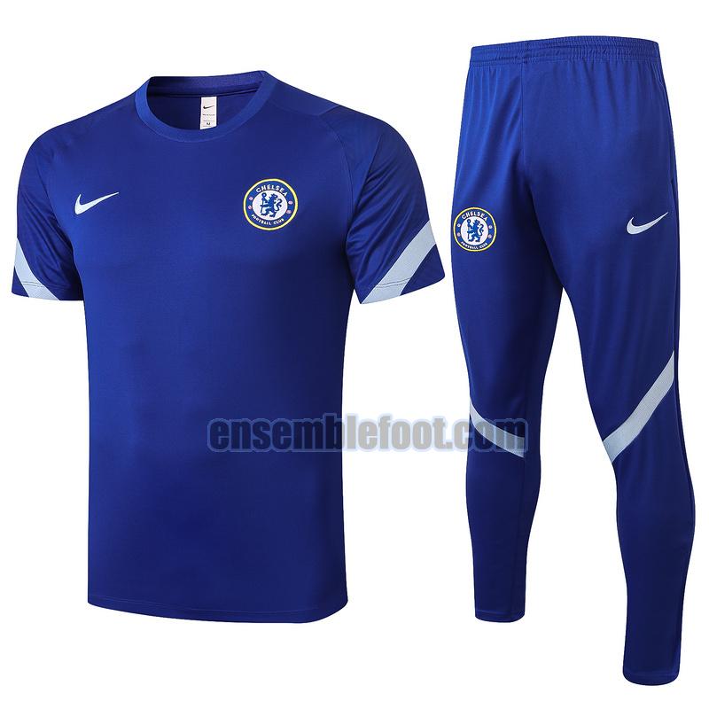 maillots de football à manches courtes chelsea 2020-2021 bleu costume