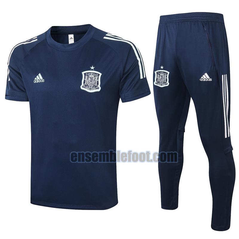 maillots de football à manches courtes espagne 2020-2021 bleu royal costume