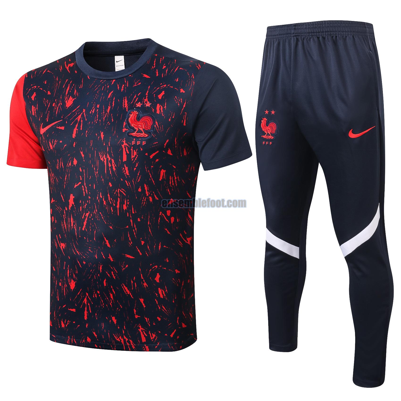 maillots de football à manches courtes france 2020-2021 noir costume