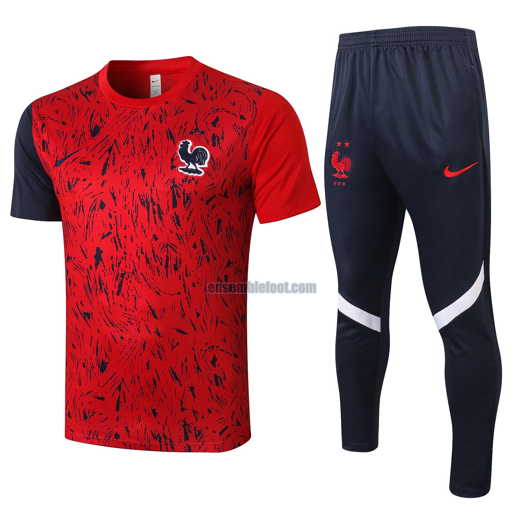 maillots de football à manches courtes france 2020-2021 rouge costume