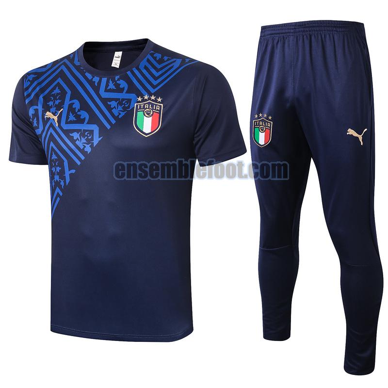 maillots de football à manches courtes italie 2020-2021 bleu royal costume