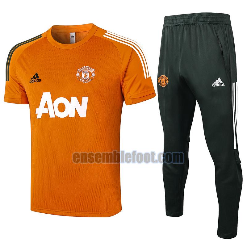 maillots de football à manches courtes manchester united 2020-2021 orange costume