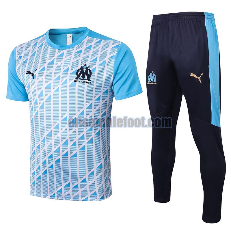 maillots de football à manches courtes olympique de marseille 2020-2021 bleu costume