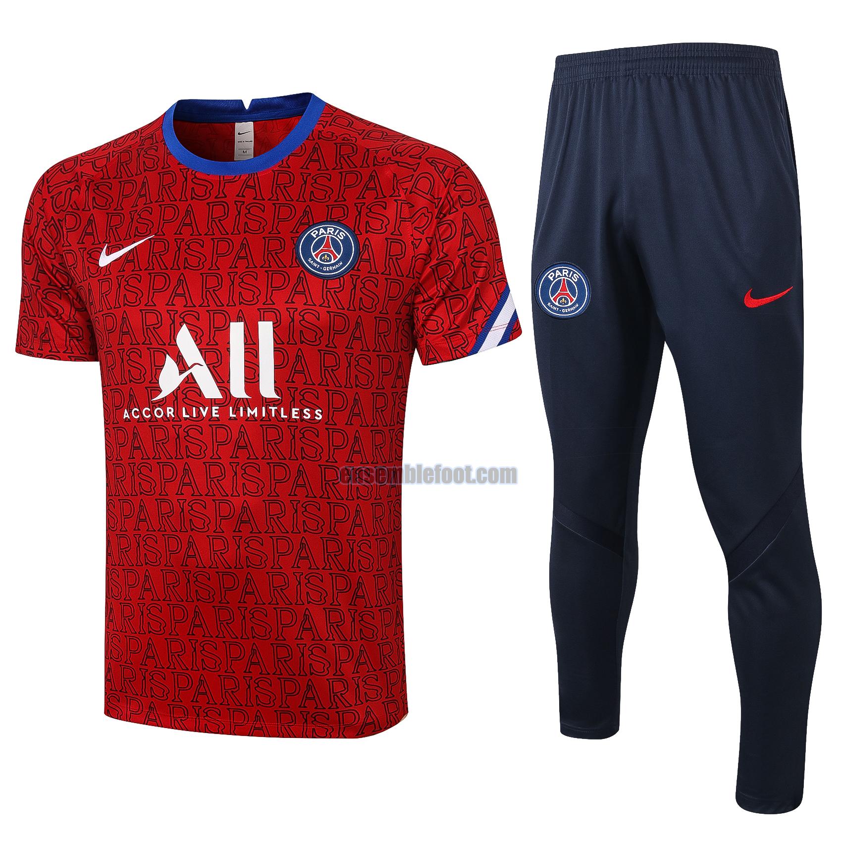 maillots de football à manches courtes paris saint germain 2020-2021 rouge
