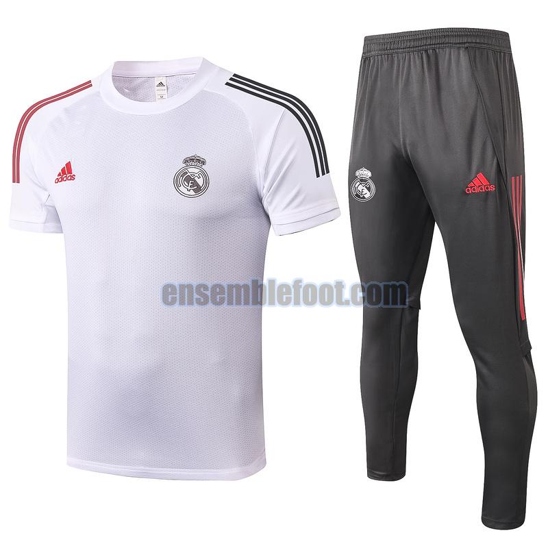 maillots de football à manches courtes real madrid 2020-2021 blanc costume