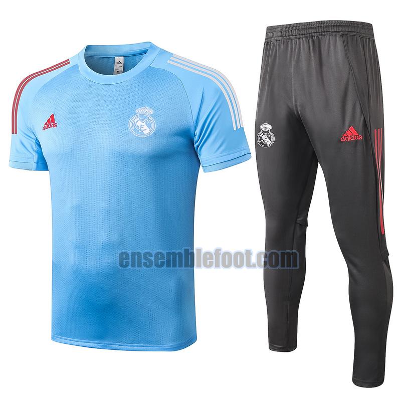 maillots de football à manches courtes real madrid 2020-2021 bleu costume