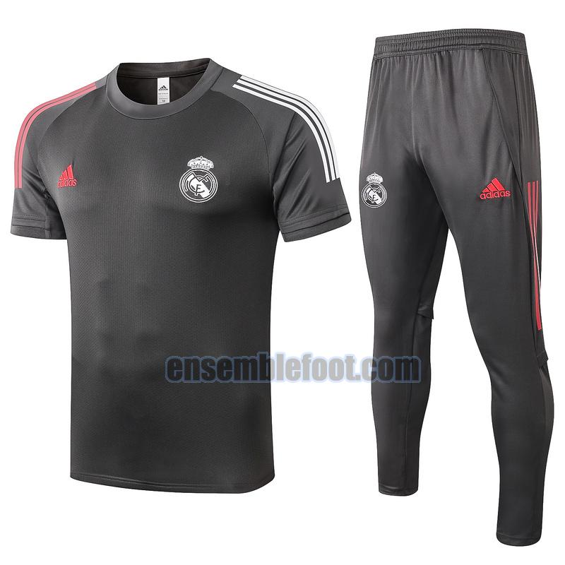 maillots de football à manches courtes real madrid 2020-2021 gris costume