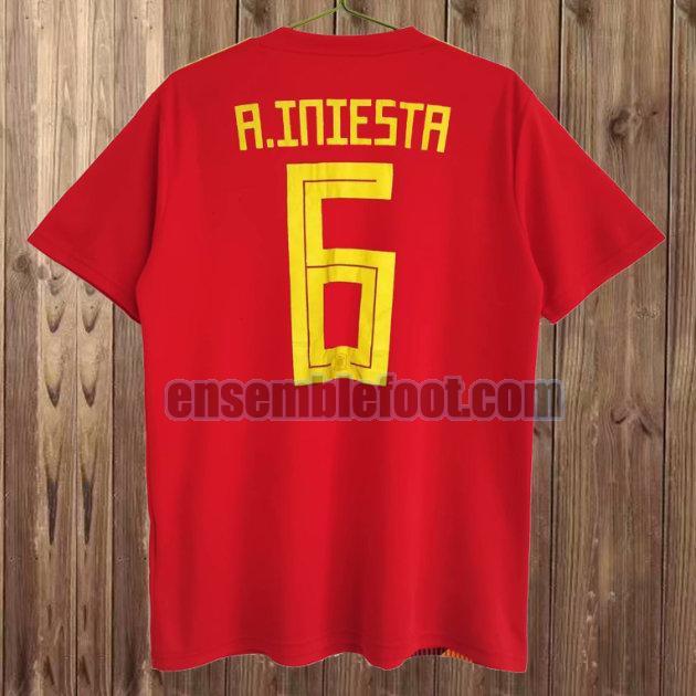 maillots espagne 2018 rouge domicile a.iniesta 6