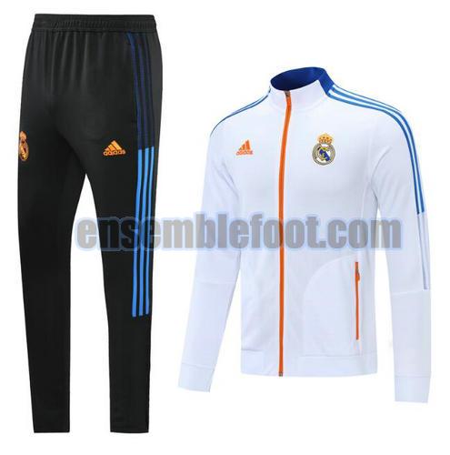 maillots formation col montant real madrid 2021-2022 blanc fermeture éclair longue
