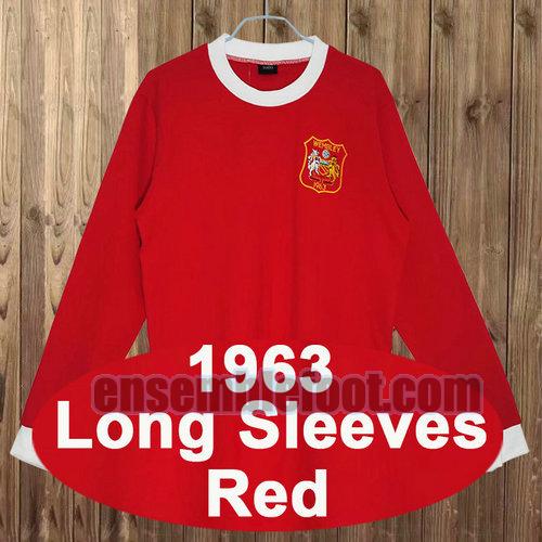 maillots manchester united 1963 manica lunga rouge