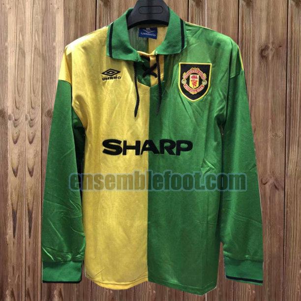 maillots manchester united 1992-1994 vert manche longue exterieur