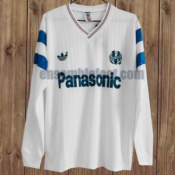 maillots om marseille 1990-1991 blanc manches longues domicile