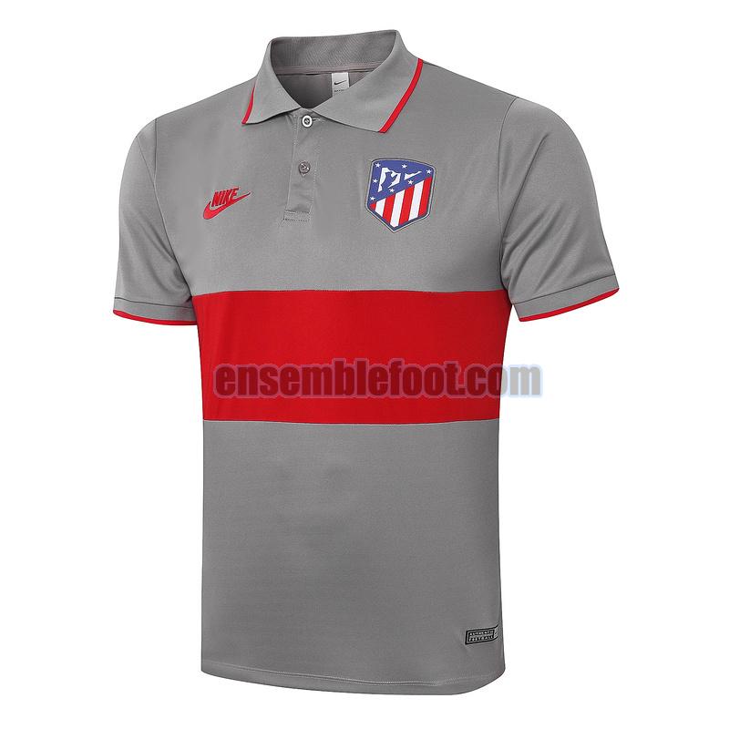 maillots polo atletico madrid 2020-2021 gris rouge