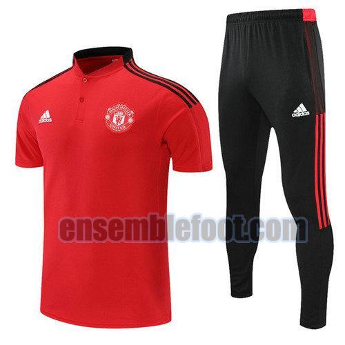 maillots polo calcio manchester united 2021-2022 rouge