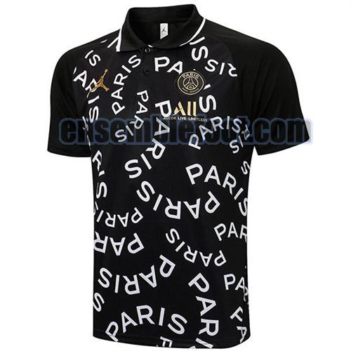 maillots polo paris saint germain 2021-2022 noir impression entièrement numérique