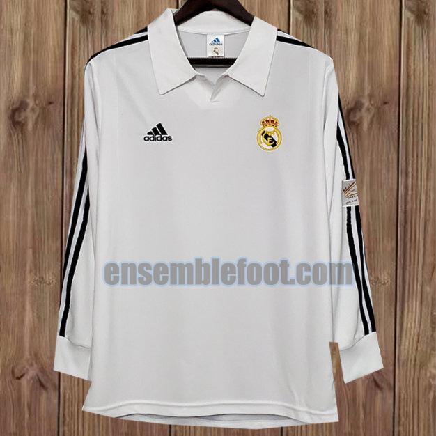 maillots real madrid 2001-2002 blanc manche longue domicile