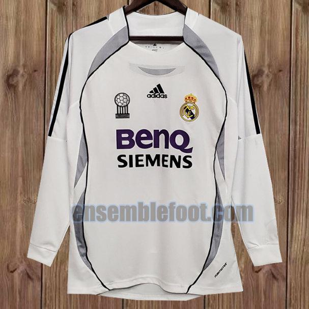 maillots real madrid 2006-2007 blanc manche longue domicile