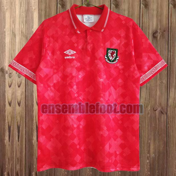 maillots wales 1990-1992 rouge domicile