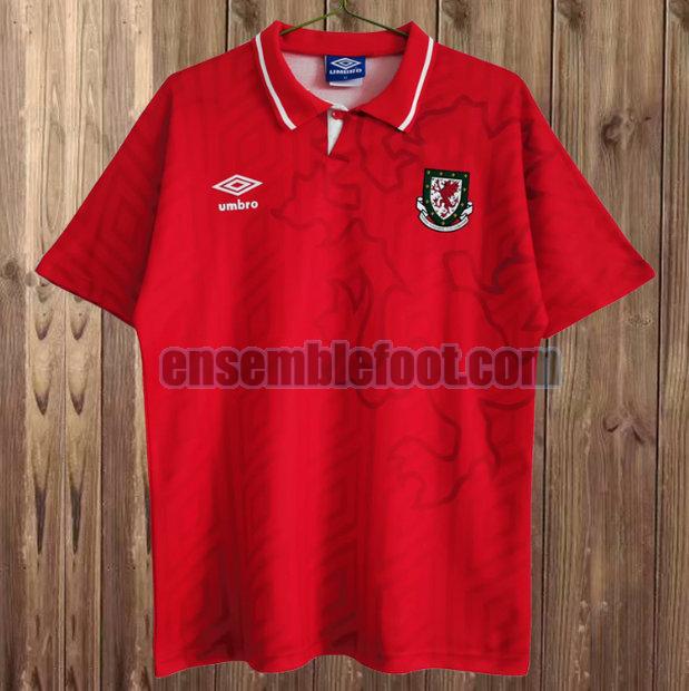 maillots wales 1992-1994 rouge domicile