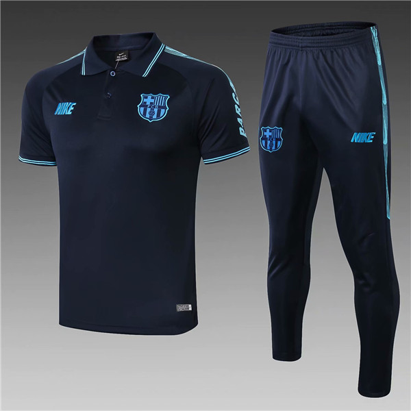 t-shirt polo homme Barcelone 2019 Bleu
