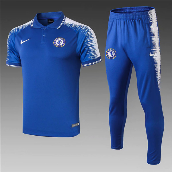 t-shirt polo homme Chelsea 2019 Bleu