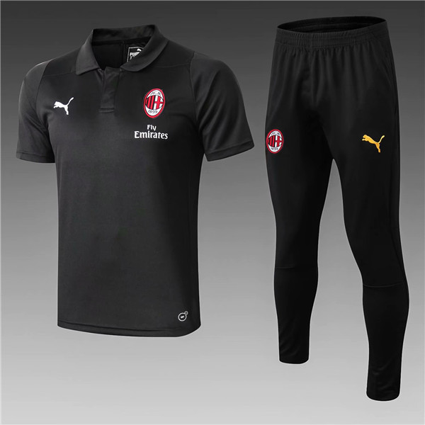 t-shirt polo homme Milan AC 2019 Noir