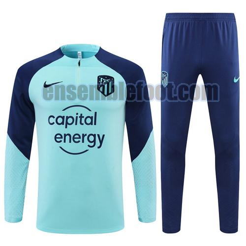 veste de sport avec demi-zip atletico madrid 2022-2023 bleu clair