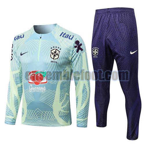 veste de sport avec demi-zip brésil 2022-2023 bleu vert