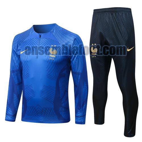 veste de sport avec demi-zip france 2022-2023 bleu