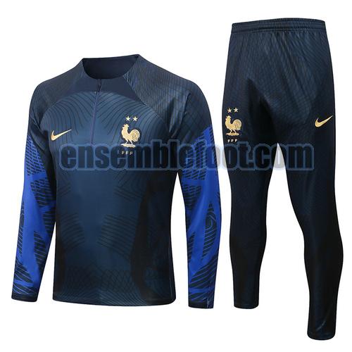 veste de sport avec demi-zip france 2022-2023 bleu royal
