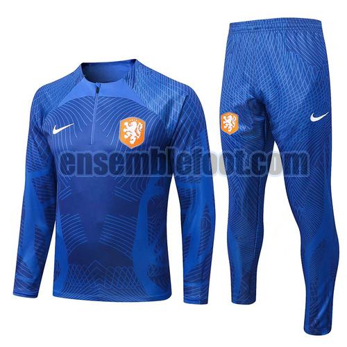 veste de sport avec demi-zip hollande 2022-2023 bleu
