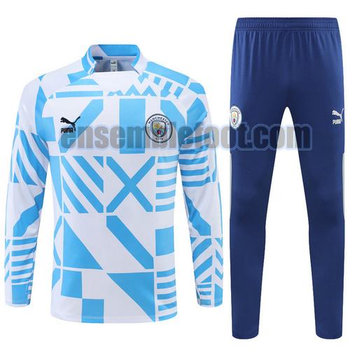 veste de sport avec demi-zip manchester city 2022-2023 camouflage blanc bleu