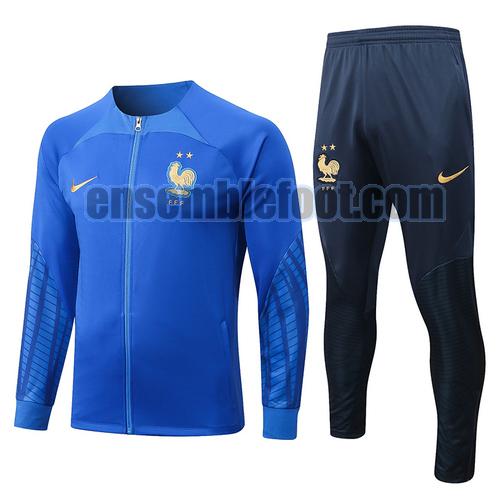 veste de sport avec fermeture éclair france 2022-2023 bleu